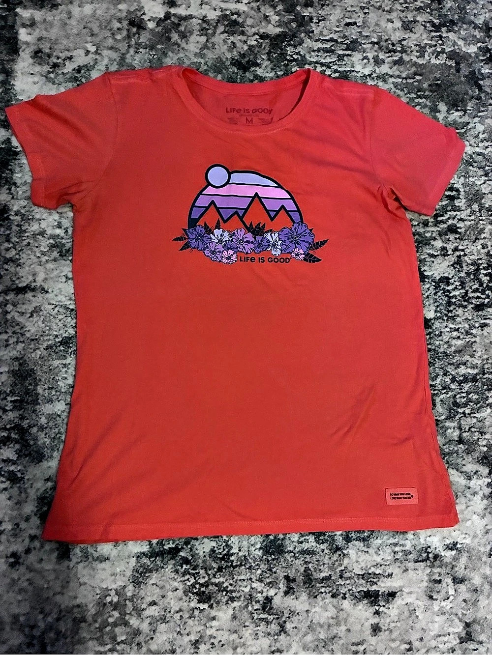 Life is Good Graphic Short Sleeve Tee Red & Purple Medium